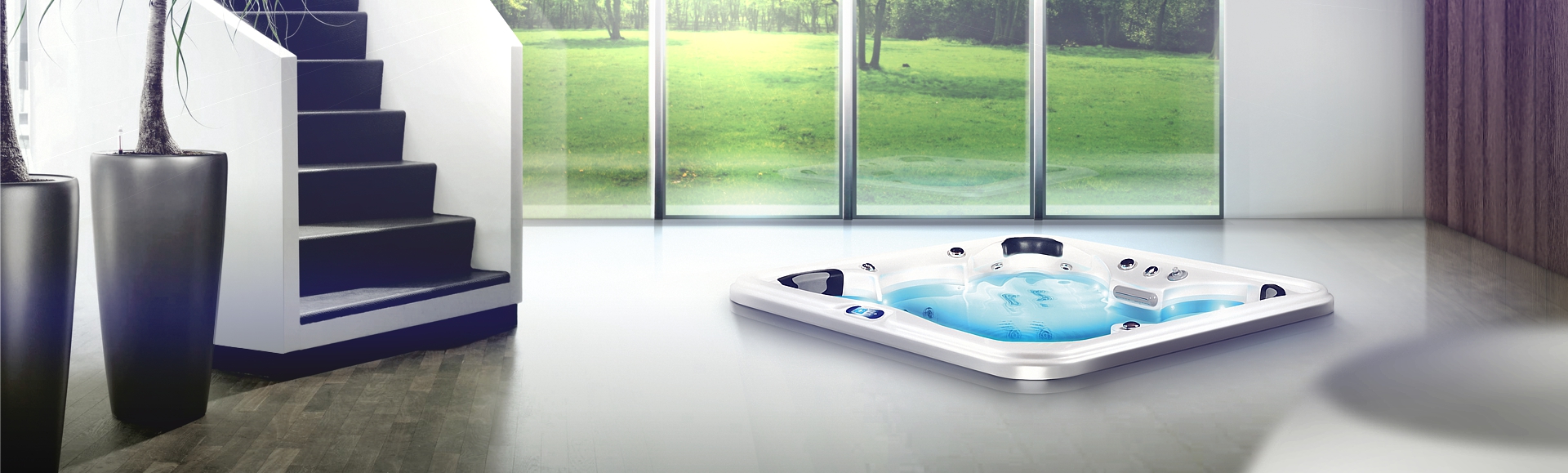 Einbaubeispiel eines Outdoor Whirlpools Indoor