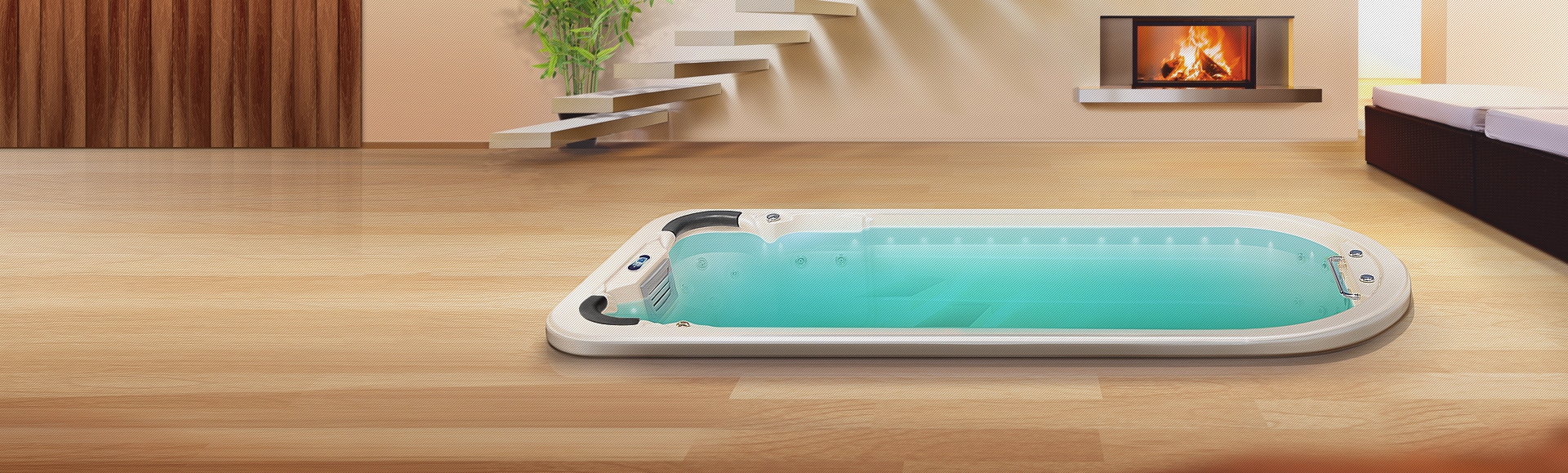 eingelassener Swimspa Beluga