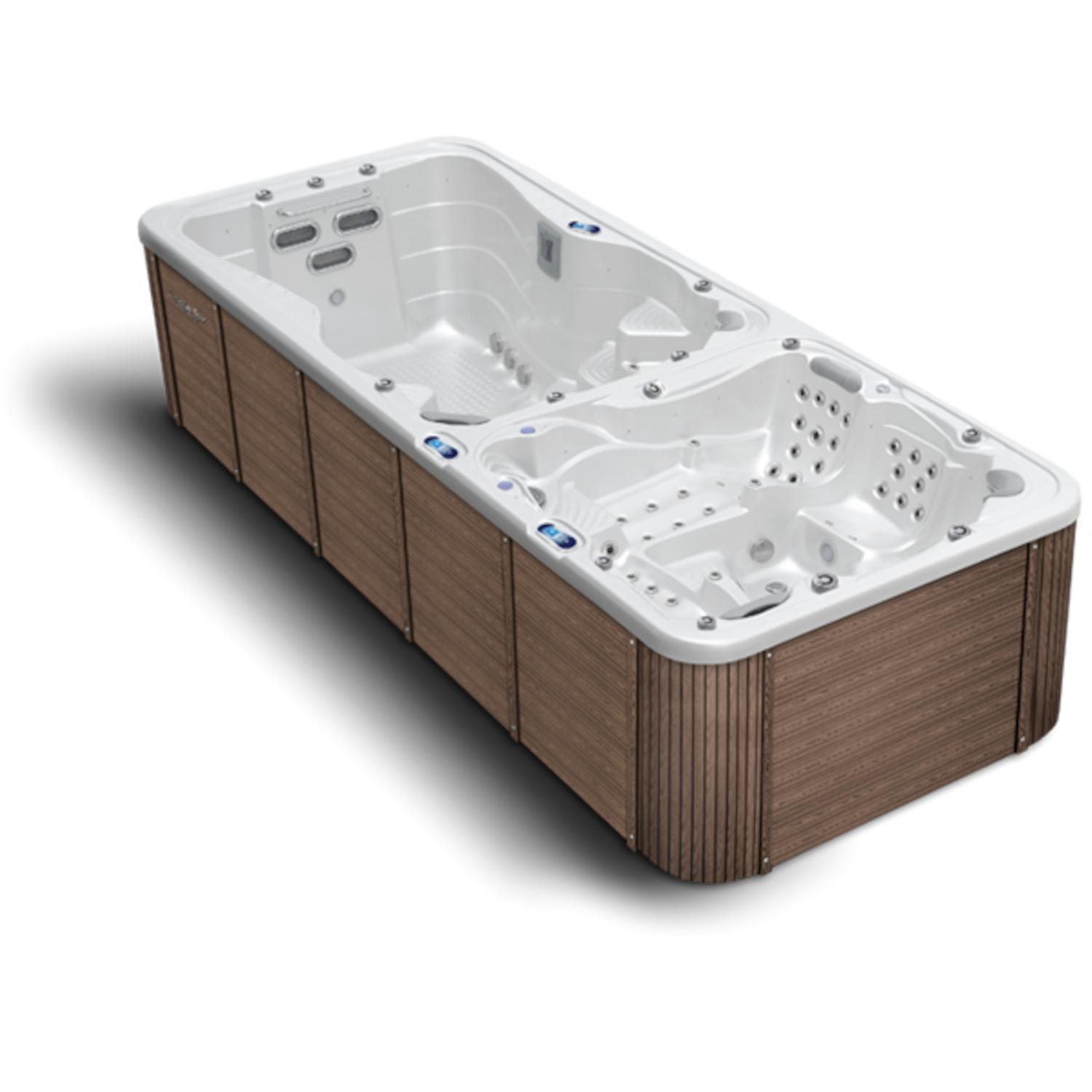 Swim Spa Nautilus XXXl in der Außenverkleidung American Walnut