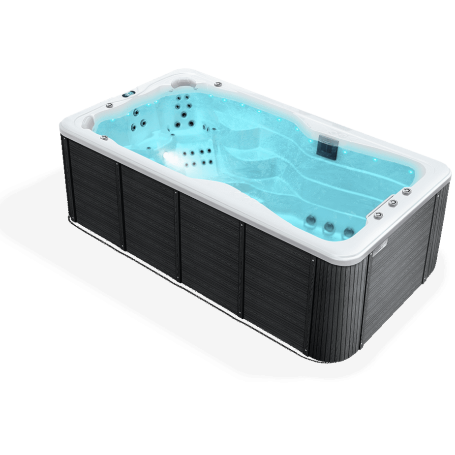 Seitansicht des Swim Spas Mollus