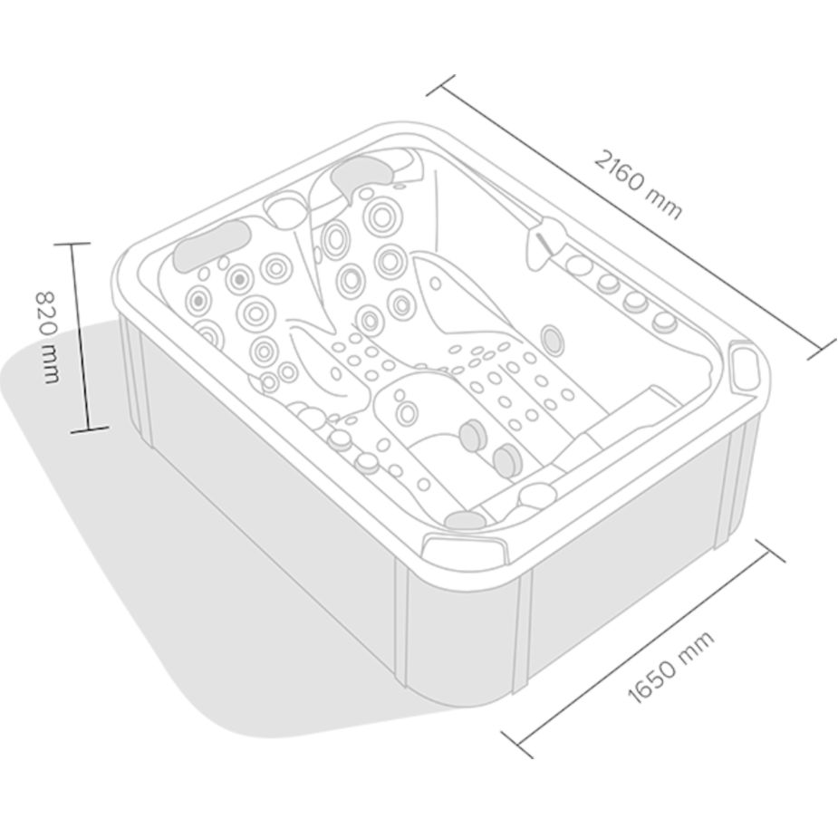 2 Personen Whirlpool Skizze