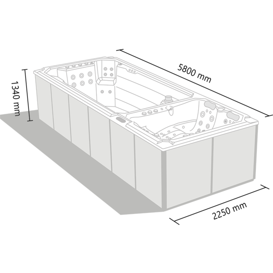Größe eines SwimSpa mit Whirlpool